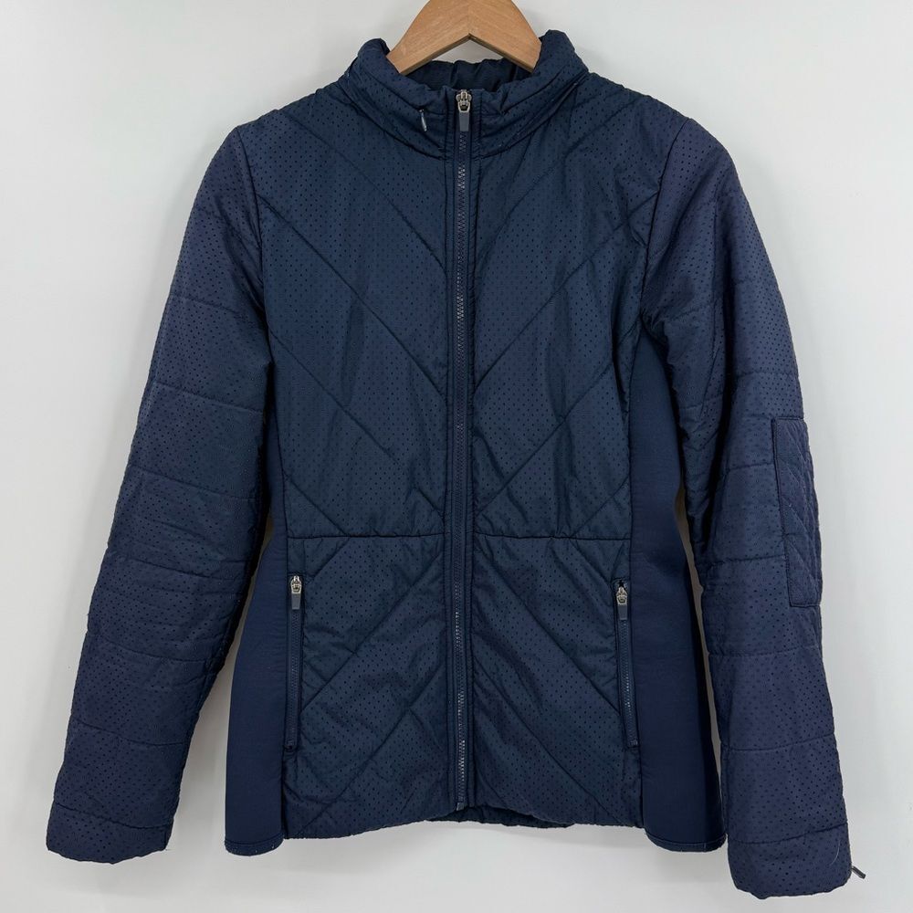 Fabletics Sedona Quilted Water-Resistant Puffer Jacket in Midnight | Size Medium